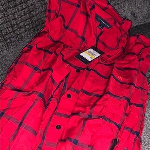 Tommy Hilfiger red plaid long sleeve